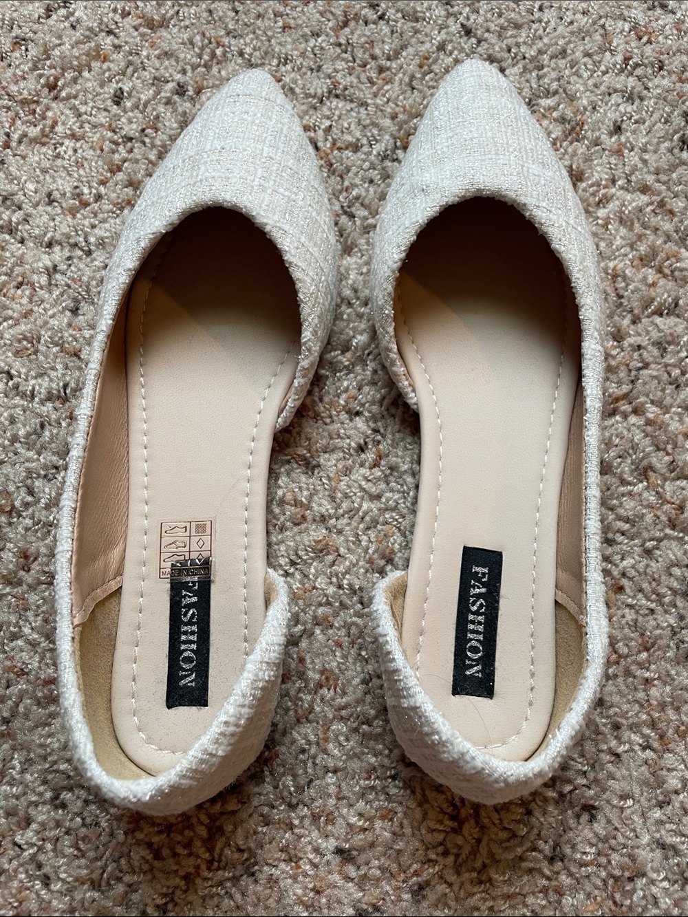 Cream Pointed D'Orsay Flats - Brand